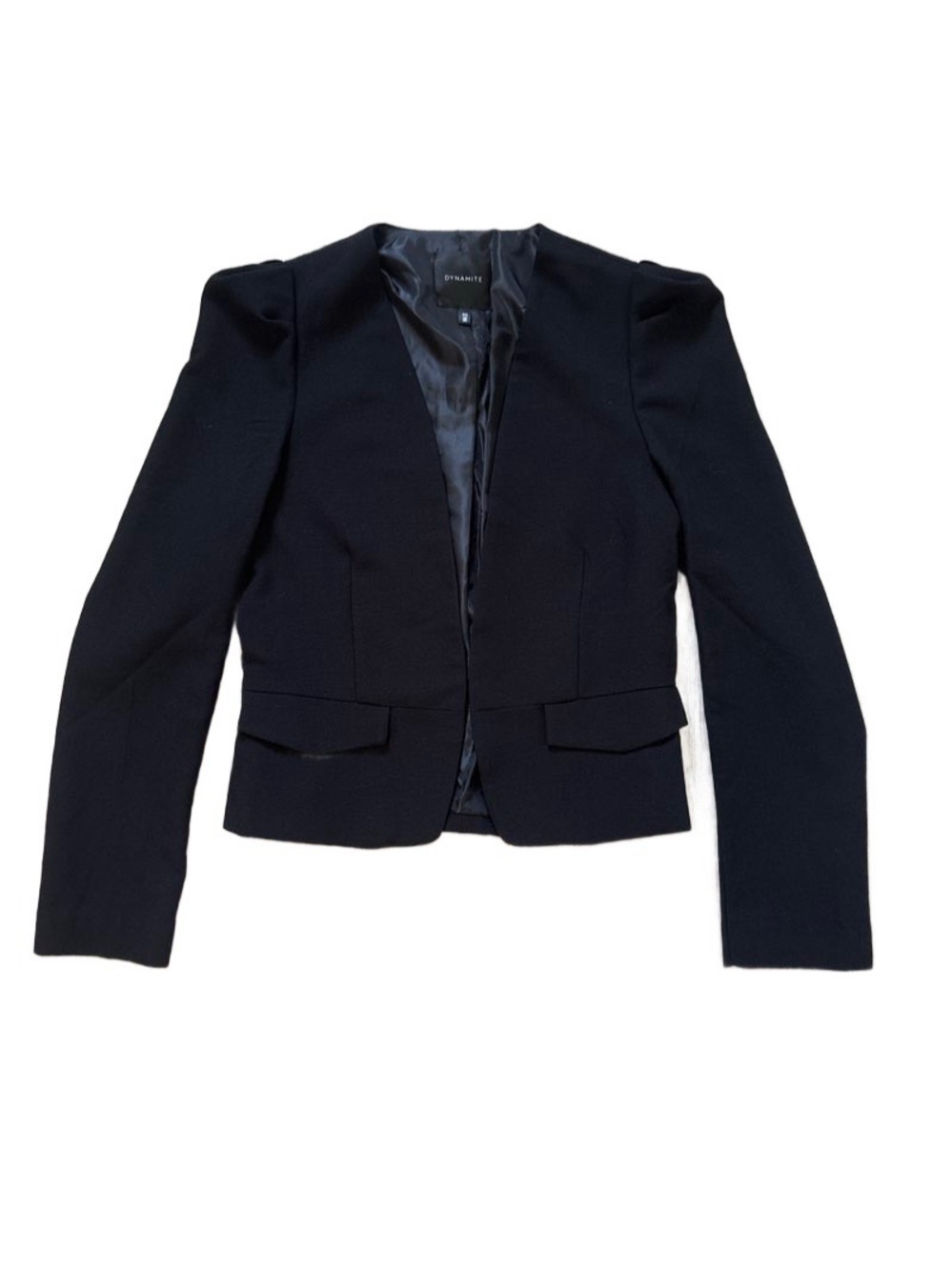 Dynamite Black Open-Front Tailored Blazer